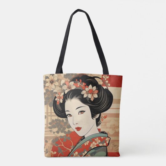 Geisha Traditional Ukiyo-e Tote Bag (Achterkant)