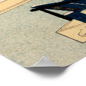 Geisha Tuning a Samisen Japanse Druk Poster (Hoek)