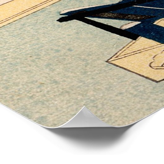 Geisha Tuning a Samisen Japanse Druk Poster (Hoek)