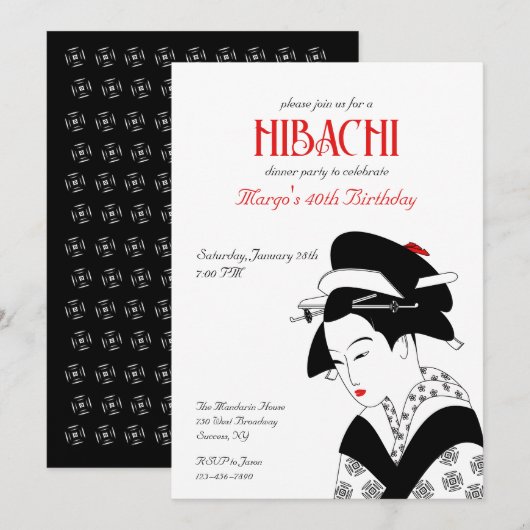 Geisha-uitnodiging Kaart (Voorkant / Achterkant)