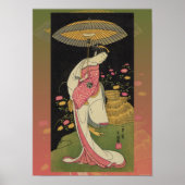 Geisha Umbrella Abstract Japan Pop Art Poster (Voorkant)