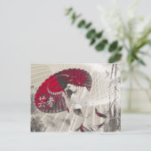 Geisha Umbrella Abstracte Japanse Pop Art Briefkaart (Staand voorkant)