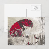 Geisha Umbrella Abstracte Japanse Pop Art Briefkaart (Voorkant / Achterkant)