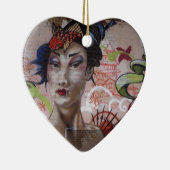 Geisha Urban Graffiti Street Art Keramisch Ornament (Rechts)