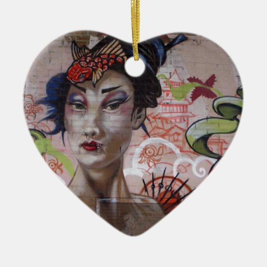 Geisha Urban Graffiti Street Art Keramisch Ornament (Voorkant)