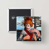 Geisha Vierkante Button 5,1 Cm (Voorkant /achterkant)