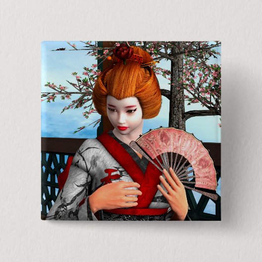 Geisha Vierkante Button 5,1 Cm (Voorkant)