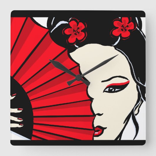 Geisha Vierkante Klok (Voorkant)
