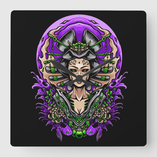 Geisha Vierkante Klok (Voorkant)
