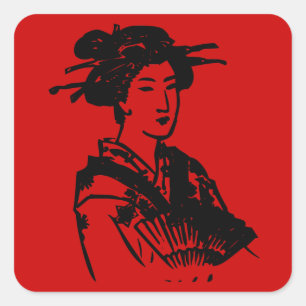Geisha Vierkante Sticker