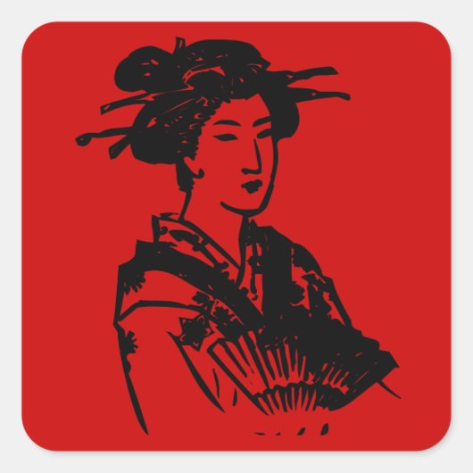 Geisha Vierkante Sticker (Voorkant)