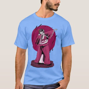 Geisha Vrouwen met een dabbing Japans Samurai Ninj T-shirt