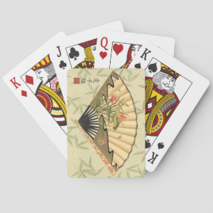 Geisha-waaier met bladeren en bloemenprint speelkaarten
