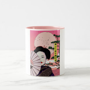Geisha Wees mooi Japanse mangastijl Japans Tweekleurige Koffiemok