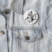Geisha Woman and Japans Lettering Ronde Button 5,7 Cm (In situ)