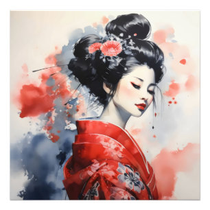 Geisha Woman Japan Foto Afdruk