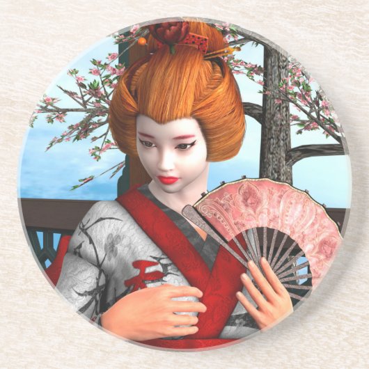 Geisha Zandsteen Onderzetter (Voorkant)