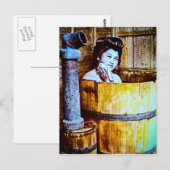 Geisha-zwemmen in een houten buis Briefkaart (Voorkant / Achterkant)