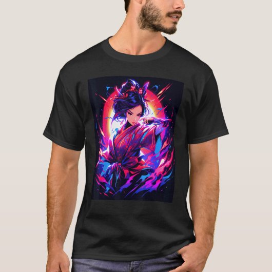 Geisha's Gaze Serene Elegance Graphic T-shirt (Voorkant)