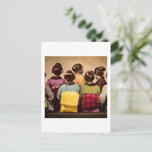  Geishas in Colorful Kimonos en Obis Briefkaart (Staand voorkant)