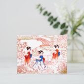 Geishas in de tuin briefkaart (Staand voorkant)