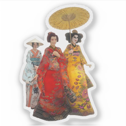 Geishas in Kimonos Sticker (Voorkant)