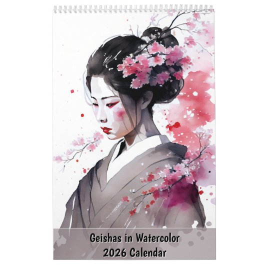 Geishas in Watercolor – 2026 Calendar Kalender (Hoes)