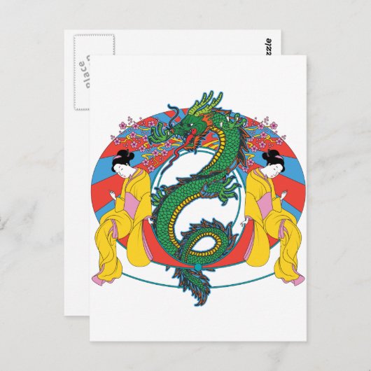 Geishas met Dragon Briefkaart (Voorkant / Achterkant)