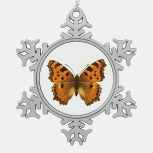 Geïsoleerd Briefkaart van Blackleg Tortoiseshel-vl Tin Sneeuwvlok Ornament