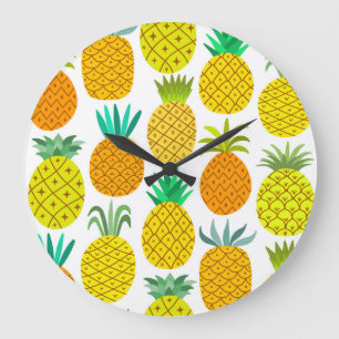 Geïsoleerde ananas: naadloos patroon. grote klok