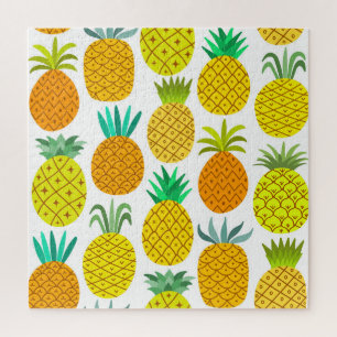 Geïsoleerde ananas:  naadloos patroon. legpuzzel