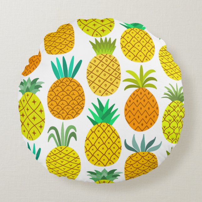 Geïsoleerde ananas:  naadloos patroon. rond kussen (Voorkant)