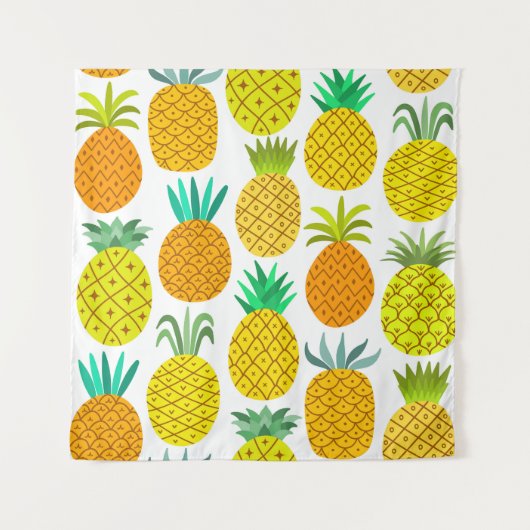 Geïsoleerde ananas: naadloos patroon. wandkleed (Voorkant)