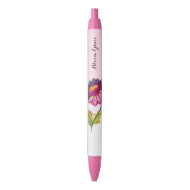 Geïsoleerde bloem zwarte inkt pen
