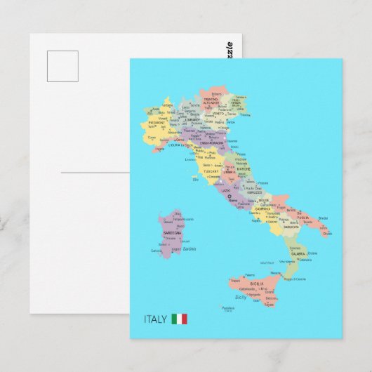 Geïsoleerde kaart van Italië Regio's (Voorkant / Achterkant)