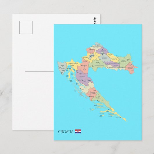Geïsoleerde kaart van Kroatië Regio's (Voorkant / Achterkant)