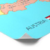 Geïsoleerde kaart van Oostenrijk Regio's Poster (Hoek)