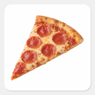Geïsoleerde Pepperoni Pizzapunt Vierkante Sticker