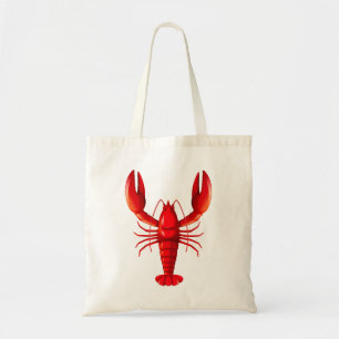 Geïsoleerde rode kreeft tote bag
