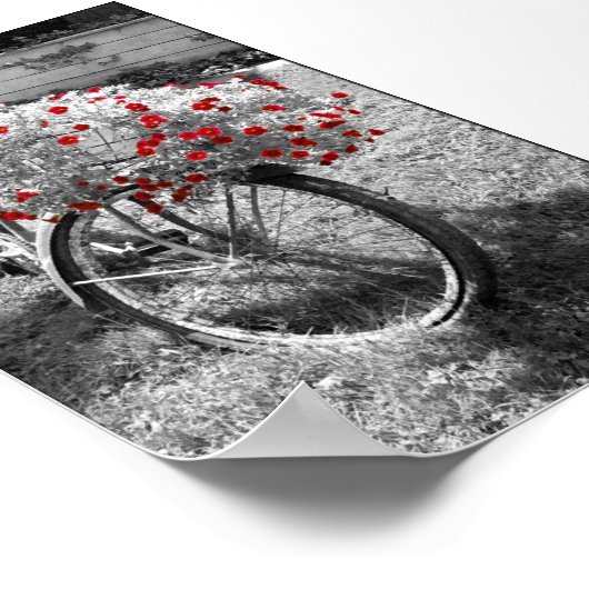 Geïsoleerde rode, zwarte en witte fiets poster (Hoek)