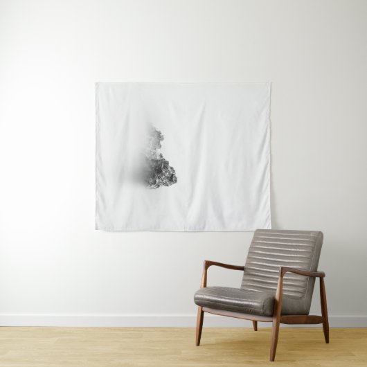 Geïsoleerde rots in een nevel zee wandkleed (In Situ (horizontaal))