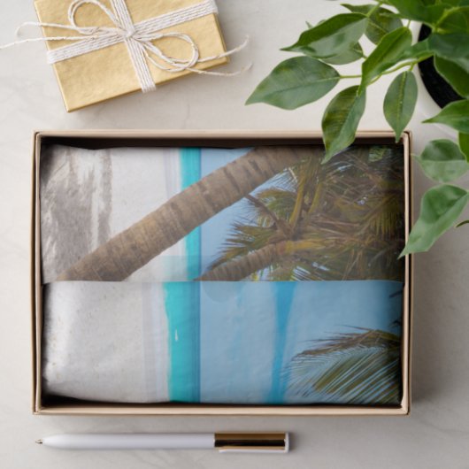 Geïsoleerde strand- en palmbomen  tissuepapier (Geschenk)