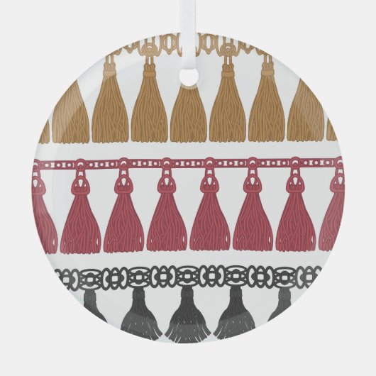 Geïsoleerde Tassel Fringe Garland Set. Glas Ornament (Voorkant)