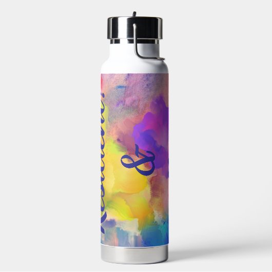 Geïsoleerde waterfles met rietje (Links)