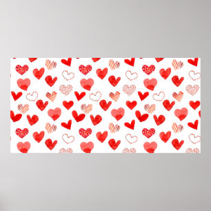 Geïsoleerde waterverf geïllustreerd rood liefdesha poster