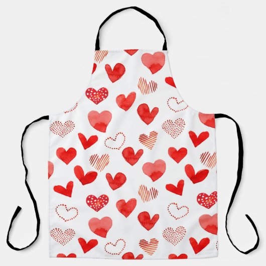 Geïsoleerde waterverf geïllustreerd rood liefdesha schort (Voorkant)