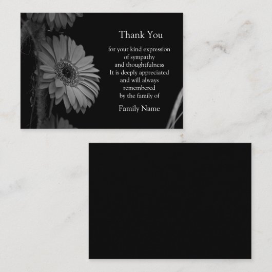 Geïsoleerde zonnebloem dank u kaart notitiekaartje (Voorkant / Achterkant)