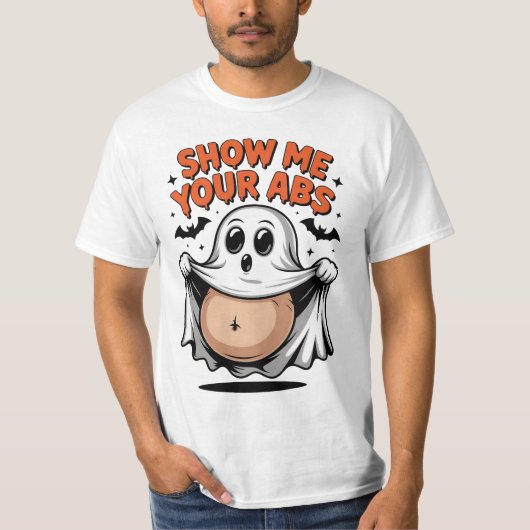 Geist entblößt Bauch  Show me your ABS - Halloween T-shirt (Voorkant)