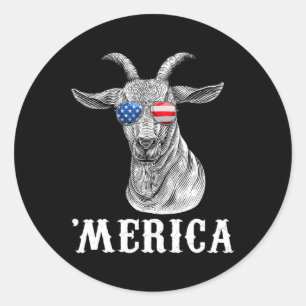 Geit 4 juli Amerikaanse vlag VS Amerika Ronde Sticker