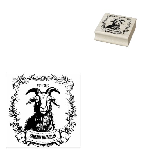 Geit aangepaste naam Bookplate Rubberstempel (Gestempeld)